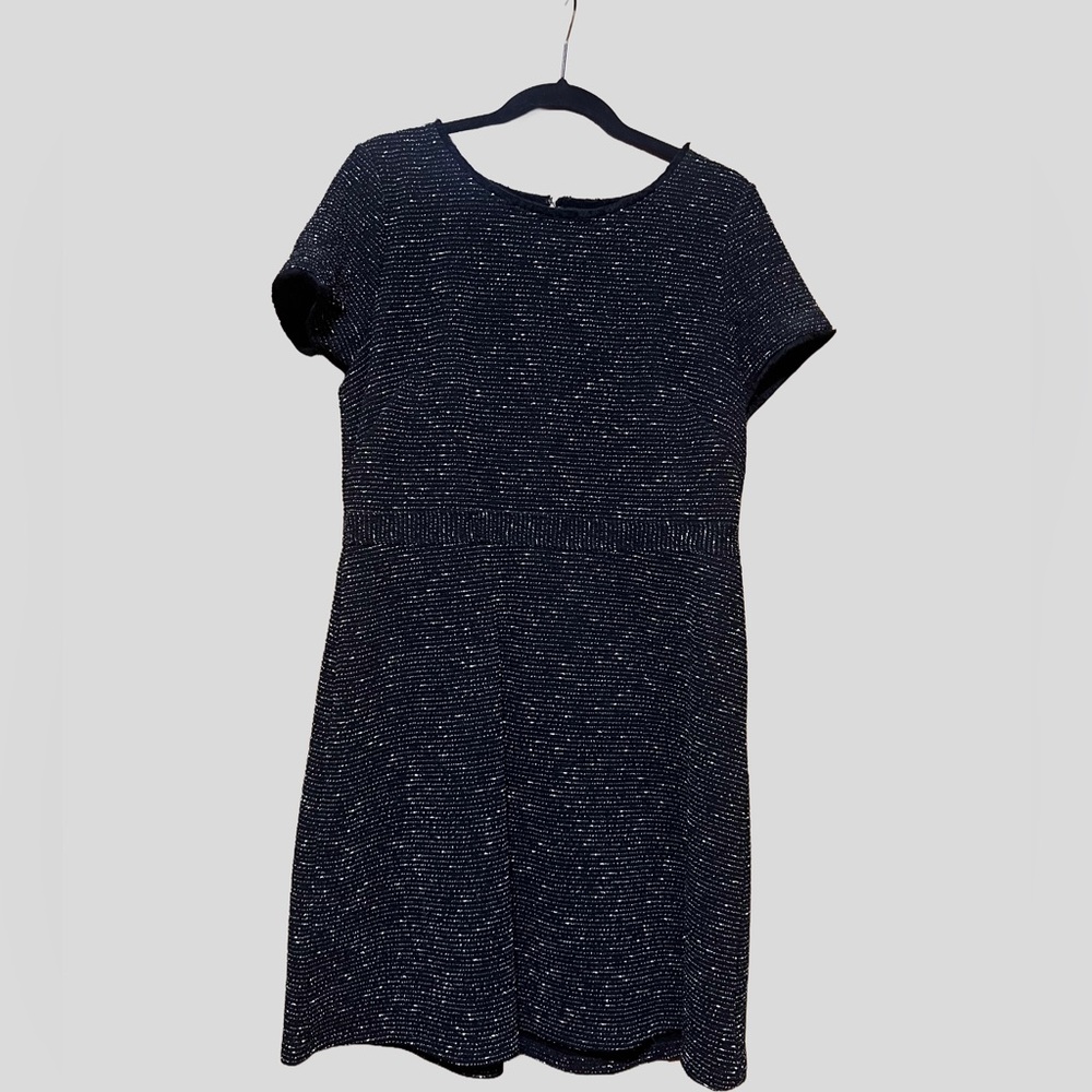 LOFT Navy Metallic Knit Midi Dress